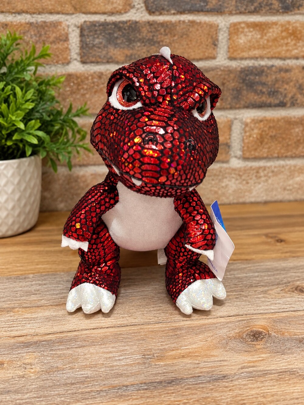 Red Sequin Dinosaur Plush – Sparkly & Adorable Stuff Animal